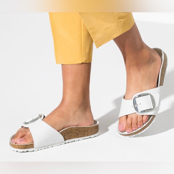 NWT Birkenstock Madrid Big Buckle White Leather Sz 36 US 5-5.5 Narrow - Picture 1 of 15